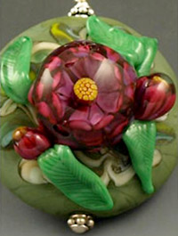 lampwork bead - peony